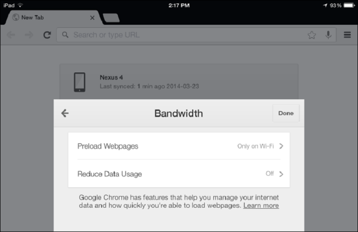 Chrome Bandwidth setting