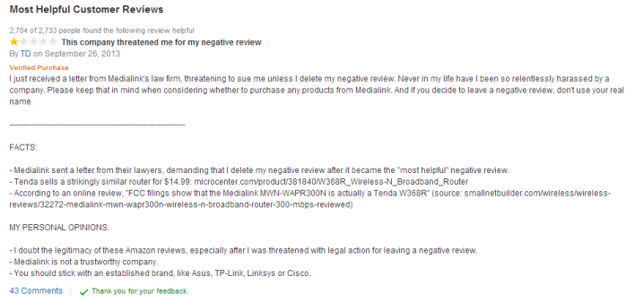 Amazon Boots Company After It Threatens To Sue Reviewer