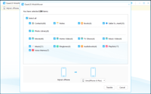 EaseUS MobiMover 3.0 is The world's first completely free iPhone data transfer software supports to transfer data from your old iPhone to new iPhone 8/iPhone 8 Plus/iPhone X with iOS 11, and sync files from computer to your iPhone and vice versa.