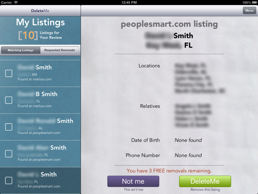 DeleteMeMobile App – Hide Personal Information