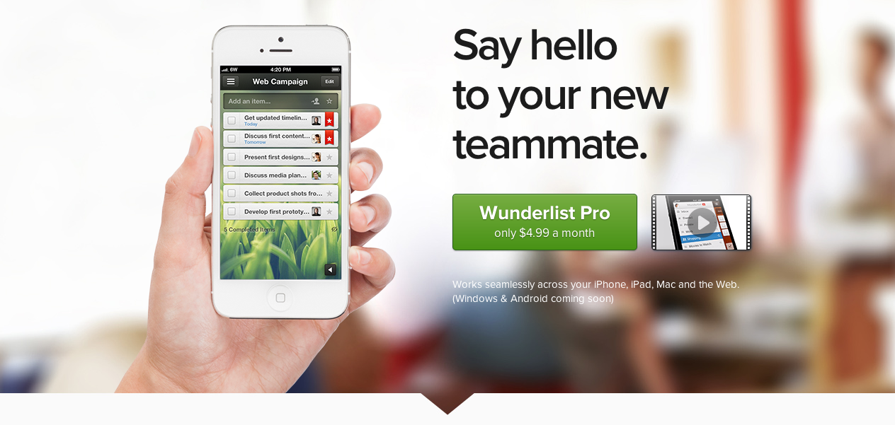 Wunderlist Pro Released For $4.99