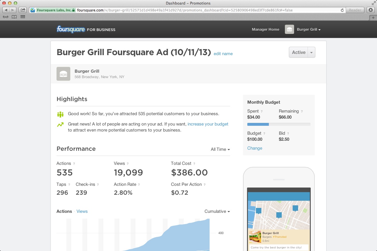 Self-Serve Ad Platform Available at Foursquare